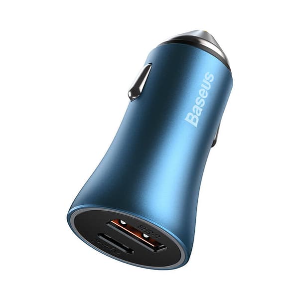 Baseus Golden Contactor Pro billader, USB + USB-C, QC4.0+, PD, SCP, 40W (blå) + USB-C - Lightning-kabel 1m (blå)