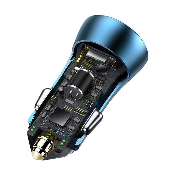 Baseus Golden Contactor Pro billader, USB + USB-C, QC4.0+, PD, SCP, 40W (blå) + USB-C - Lightning-kabel 1m (blå)
