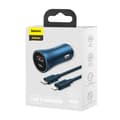 Miniatyrbilde 9 av 11: Baseus Golden Contactor Pro billader, USB + USB-C, QC4.0+, PD, SCP, 40W (blå) + USB-C - Lightning-kabel 1m (blå)
