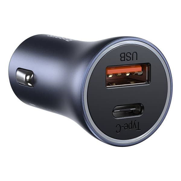 Ładowarka samochodowa Baseus Golden Contactor Pro, USB + USB-C, QC4.0+, PD, SCP, 40W (szara) + kabel USB-C til iP 1m (Charny)