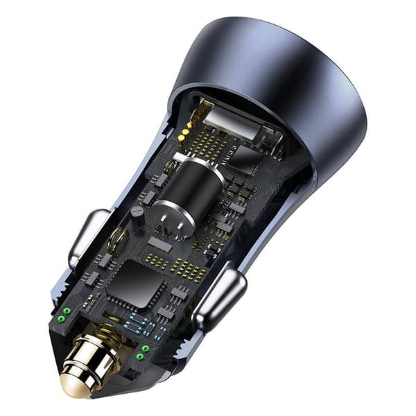 Ładowarka samochodowa Baseus Golden Contactor Pro, USB + USB-C, QC4.0+, PD, SCP, 40W (szara) + kabel USB-C til iP 1m (Charny)