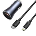 Miniatyrbillede 8 af 11: Ładowarka samochodowa Baseus Golden Contactor Pro, USB + USB-C, QC4.0+, PD, SCP, 40W (szara) + kabel USB-C til iP 1m (Charny)