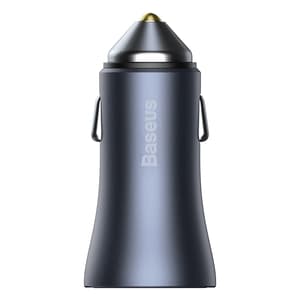 Ładowarka samochodowa Baseus Golden Contactor Pro, USB + USB-C, QC4.0+, PD, SCP, 40W (szara) + kabel USB-C til iP 1m (Charny) Grå