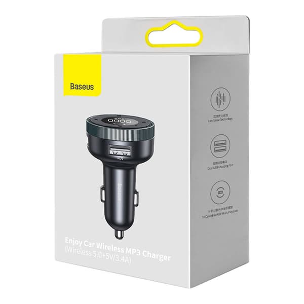 Baseus Enjoy Car Wireless MP3-laddare, Bluetooth 5.0, microSD, AUX (svart)