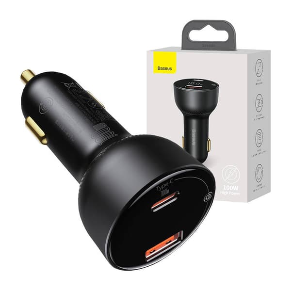 Biloplader Baseus Superme, USB, USB-C, 100W (sort)