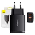 Miniatyrbillede 1 af 8: Charger Baseus Compact Quick Charger, 2xUSB, USB-C, PD, 3A, 30W (czarna)