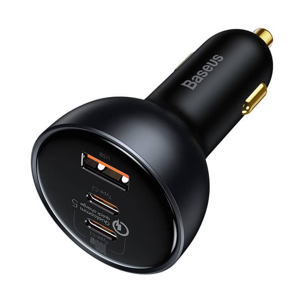 Biloplader Baseus Qualcomm, USB, 2x USB-C, 160W (grå)