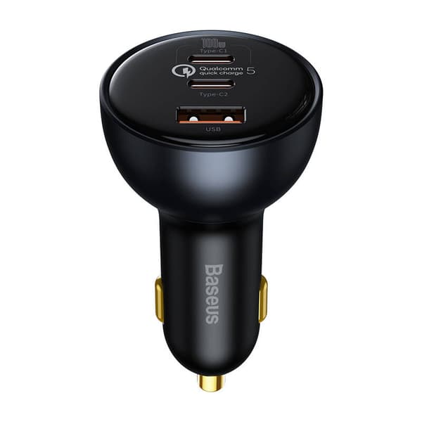 Biloplader Baseus Qualcomm, USB, 2x USB-C, 160W (grå)