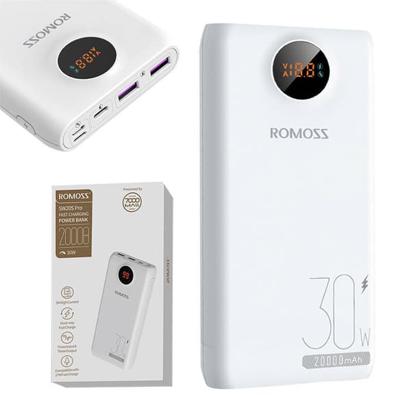 Powerbank Romoss SW20S Pro 20000mAh, 30W (valkoinen)