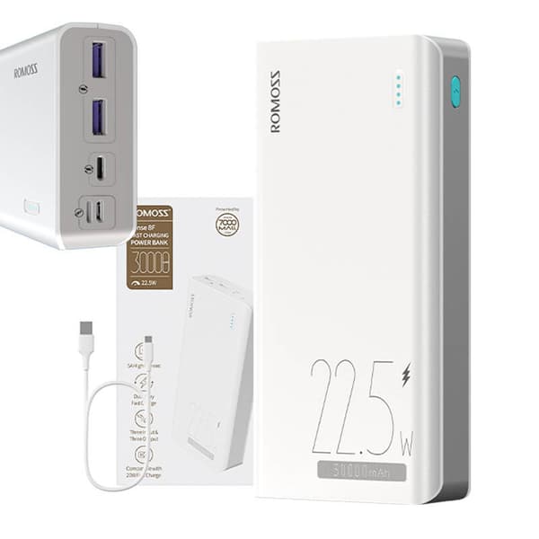 Powerbank Romoss SENSE8F 30000mAh, 22,5W (hvit)