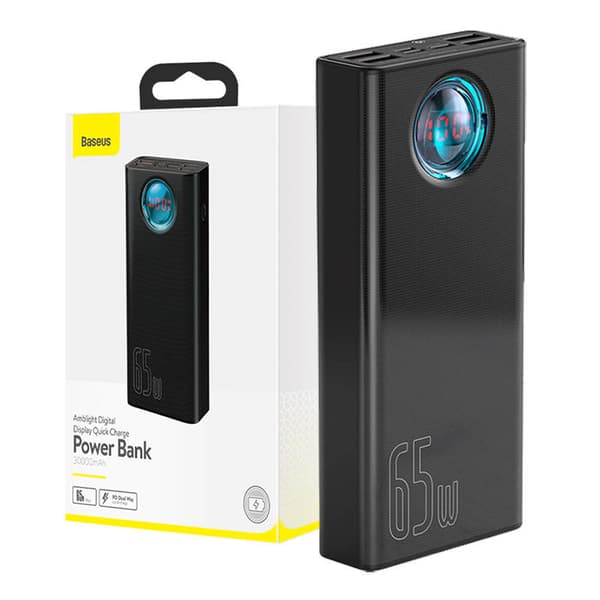 Powerbank Baseus Amblight 30000mAh, 4xUSB, USB-C, 65W (svart)
