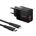 Miniatyrbillede 3 af 4: Vægoplader Mcdodo CH-1952 USB + USB-C, 20W + USB-C til Lightning-kabel (sort)