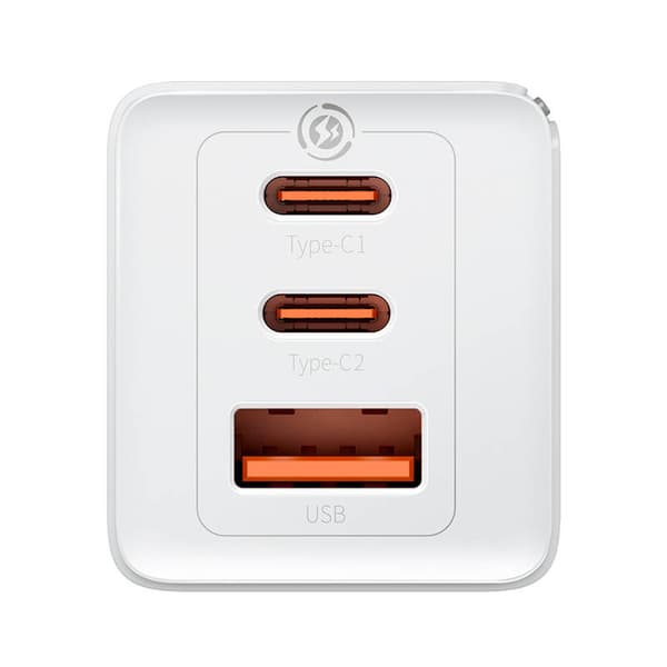 Vægoplader Baseus GaN5 Pro 2xUSB-C + USB, 65W (hvid)