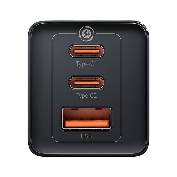 Vægoplader Baseus GaN5 Pro 2xUSB-C + USB, 65W (sort)
