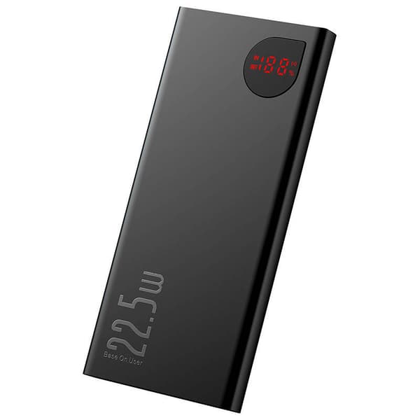 Powerbank Baseus Adaman Metal, 10000mAh, 2xUSB, USB-C, Lightning, MicroUSB 22,5W (sort)