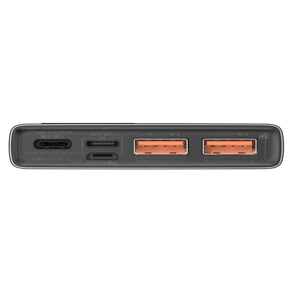 Powerbank Baseus Adaman Metal, 10000mAh, 2xUSB, USB-C, Lightning, MicroUSB 22,5W (sort)