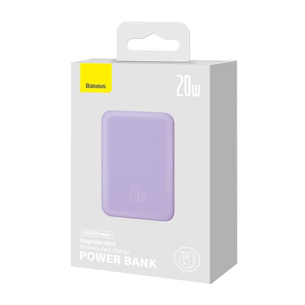 Powerbank Baseus Magnetic Mini 10000mAh, USB-C 20W MagSafe (lilla)