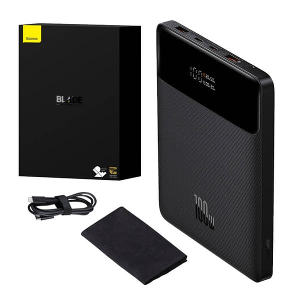 Powerbank Baseus Blade 20000mAh 2xUSB, 2xUSB-C + kabel USB-C 100W (sort)