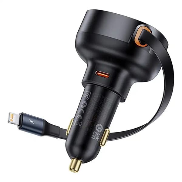 Biloplader Baseus Enjoyment Pro med lightning-kabel + USB-C , 55W (sort)