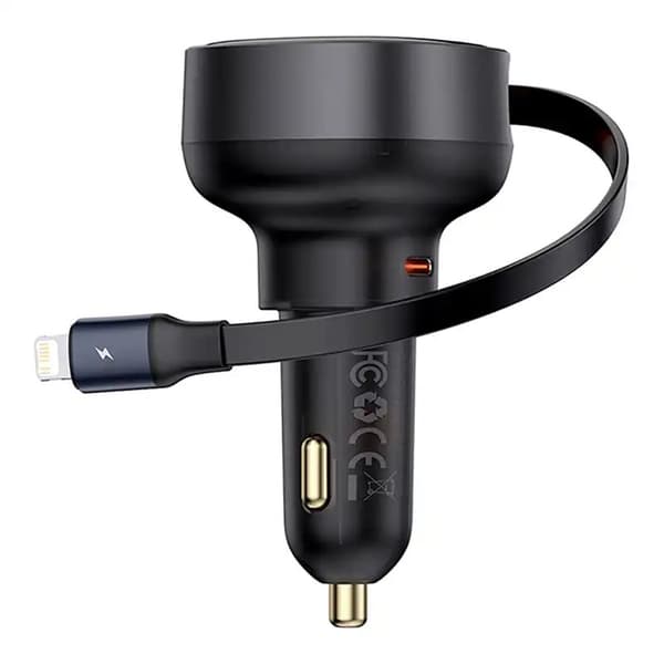 Biloplader Baseus Enjoyment Pro med lightning-kabel + USB-C , 55W (sort)