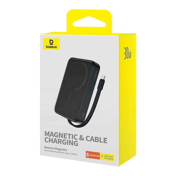 Powerbank Baseus Magnetic Mini 10000mAh, USB-C 30W MagSafe (sort)
