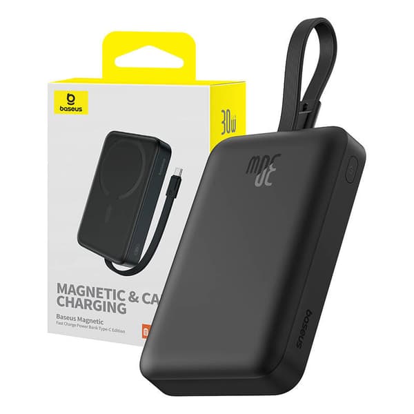 Powerbank Baseus Magnetic Mini 10000mAh, USB-C 30W MagSafe (sort)