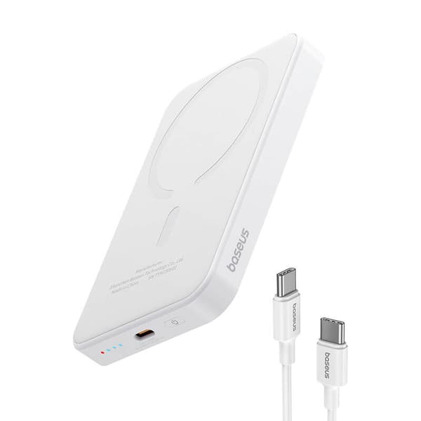Magnetisk Mini Powerbank Baseus 5000mAh, USB-C 20W (hvit)