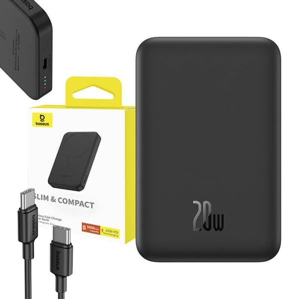 Magnetisk Mini Powerbank Baseus 5000mAh, USB-C 20W (svart)