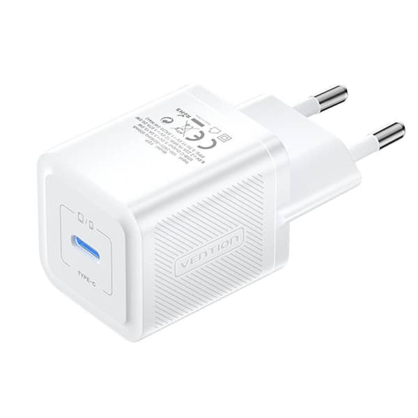 Vægoplader, Vention, FEPW0-EU, USB-C, 20W, GaN (hvid)