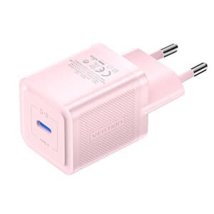 Vægoplader, Vention, FEPP0-EU, USB-C, 20W, GaN (pink)
