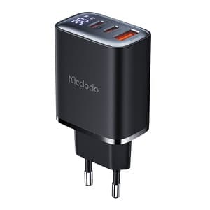 Mcdodo CH-2180 2xUSB-C + USB-A, 30W netoplader med display (sort)
