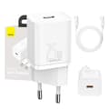 Miniatyrbillede 1 af 8: Baseus Super Si Quick Charger 1C 25W med USB-C kabel til USB-C 1m (hvid)