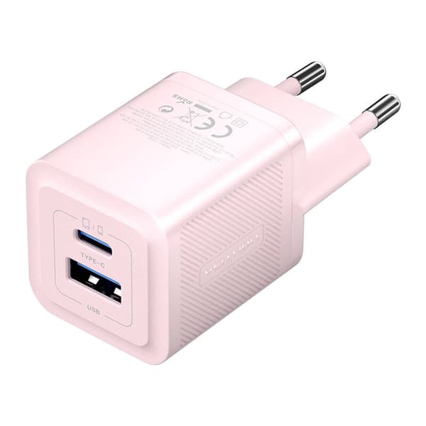 Väggladdare, Ventilation, FEQP0-EU, USB-C + USB-A, 30W/30W, GaN (rosa)