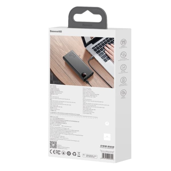 Powerbank Baseus Adaman Metal 20000mAh PD QC 3.0 65W 2xUSB + USB-C + micro USB (sort)