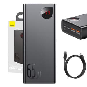 Powerbank Baseus Adaman Metal 20000mAh PD QC 3.0 65W 2xUSB + USB-C + micro USB (sort) Sort