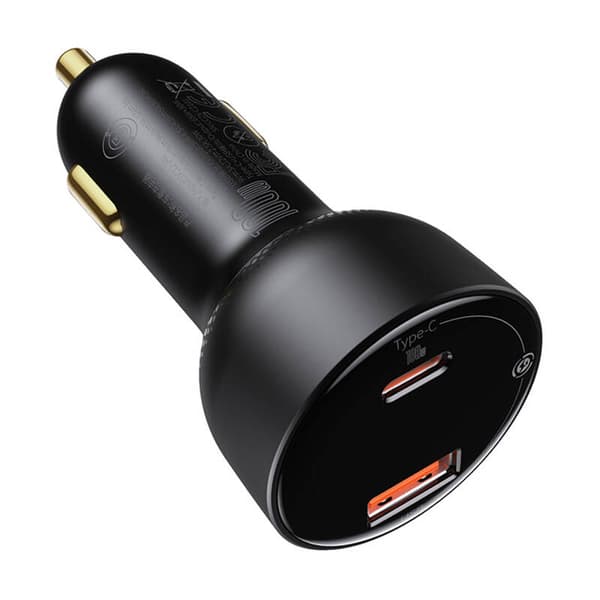 Biloplader Baseus Superme, USB, USB-C, 100W + USB-C kabel (sort)