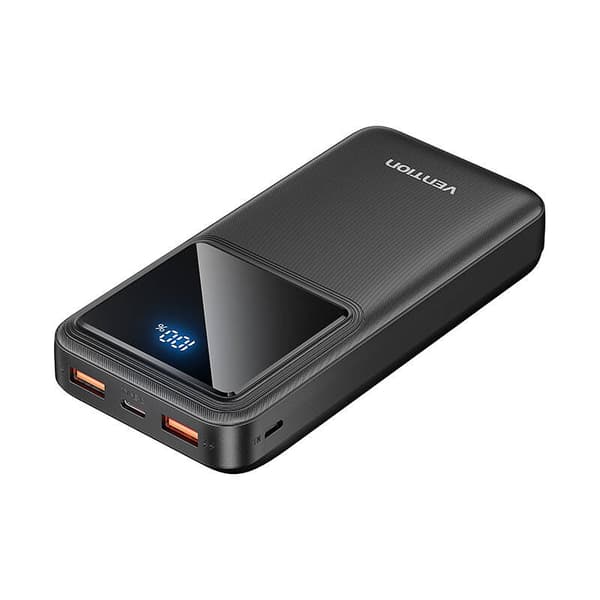Powerbank, Vention, FHLB0, 20000mAh, Micro-USB, USB-C, 2xUSB-A, 22,5W (svart)