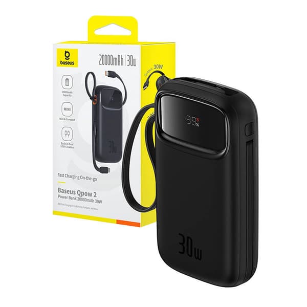 Powerbank Baseus QPow 2 20000mAh 30W 2xUSB-C (svart)