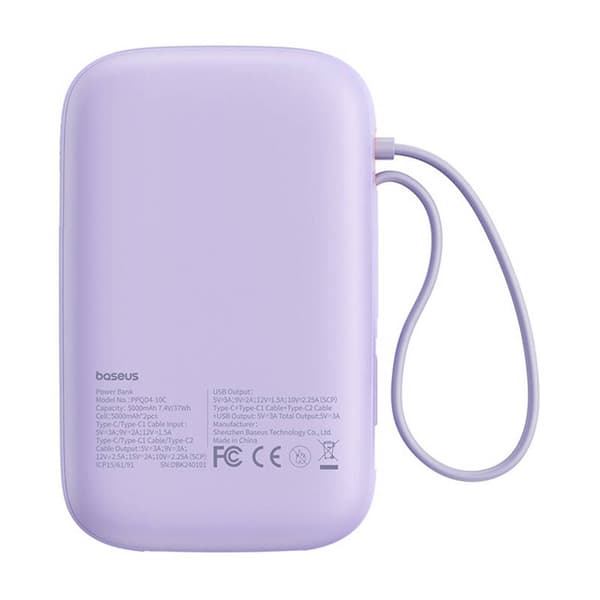 Baseus QPow 2 10000mAh 30W 2xUSB-C powerbank (lilla)