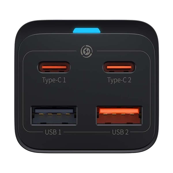 Hurtigoplader Baseus GaN3 Pro, 2x USB-C, 2x USB, 65W (sort)