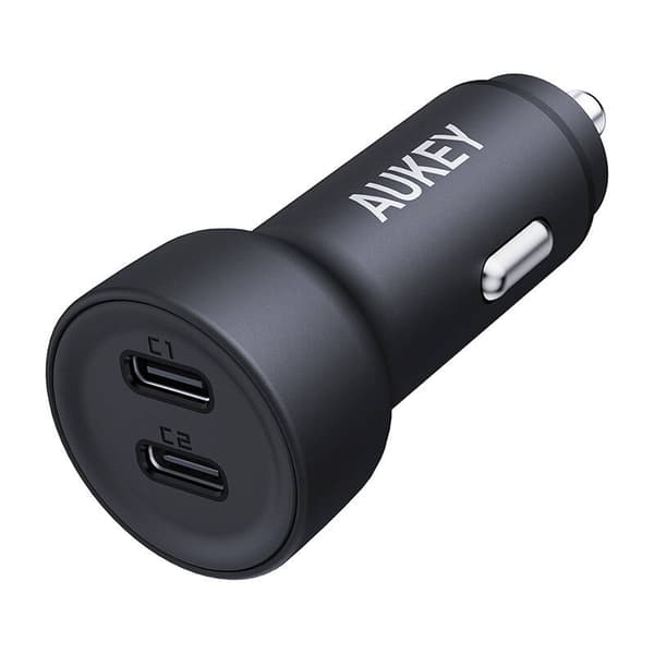 Biloplader Aukey CC-Y23, 2xUSB-C, 65W (sort)