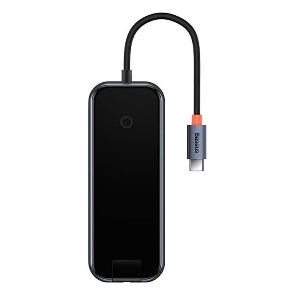 Hub 5in1 Baseus AcmeJoy-serien USB-C till 2xUSB 3.0 + USB 2.0 + USB-C PD + RJ45 (mörkgrå)