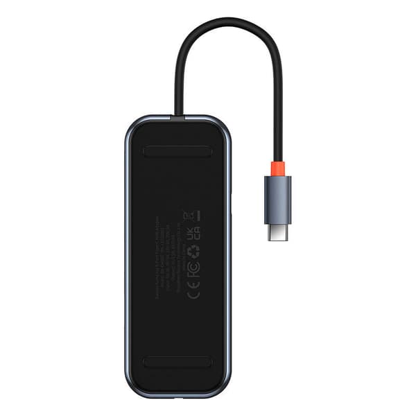 Hub 5in1 Baseus AcmeJoy-serien USB-C till 2xUSB 3.0 + USB 2.0 + USB-C PD + RJ45 (mörkgrå)