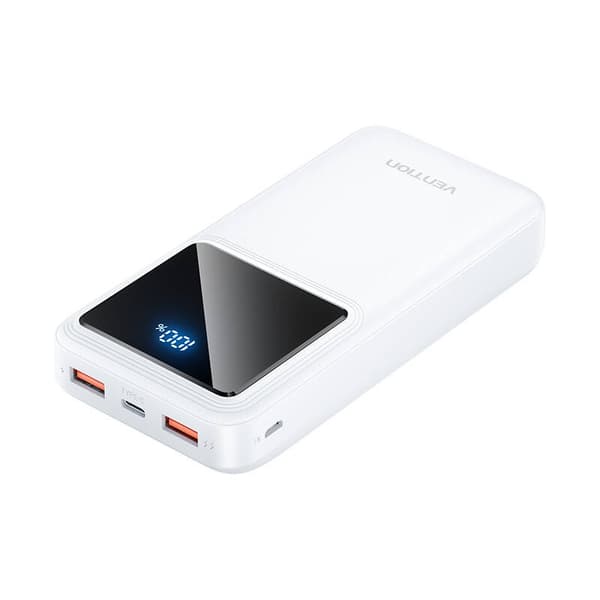 Powerbank, Vention, FHLW0, 20000mAh, Micro-USB, USB-C, 2xUSB-A, 22,5W (hvit)