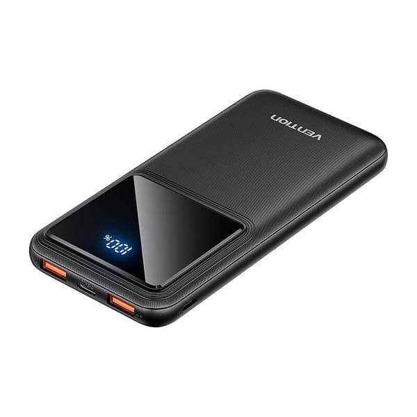 Powerbank, Vention, FHKB0, 10000mAh, Micro-USB, USB-C, 2xUSB-A, 22,5W (svart)