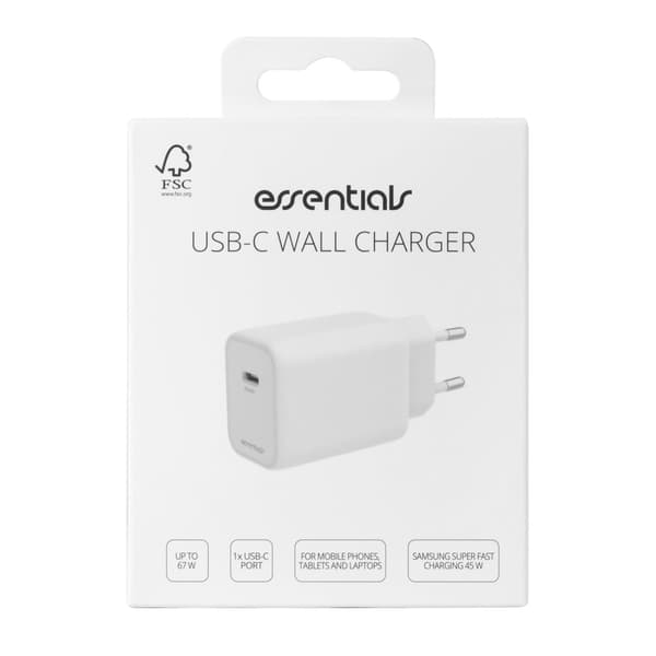 USB-C GaN wall charger 67 W, 1x USB-C PD, white