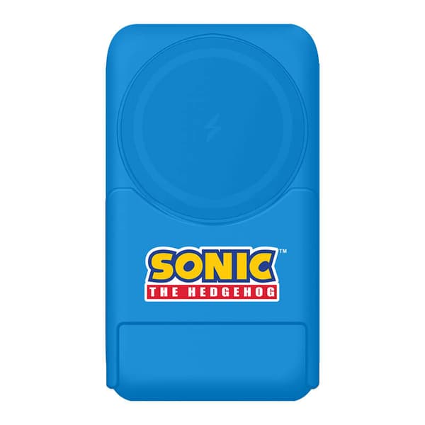 Magnetisk powerbank OTL 5000 mAh, USB-C 15W, Sonic The Hedgehoh med stativ (blå)