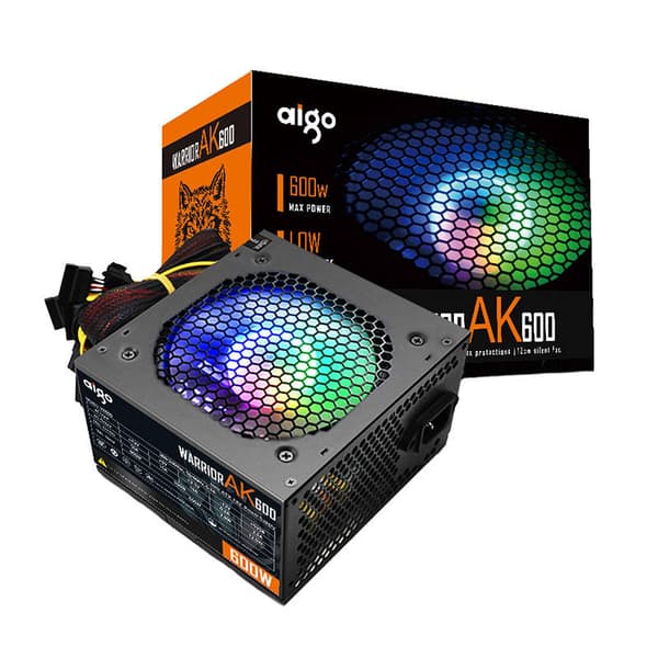 Computer strømforsyning Aigo AK600 RGB (sort)