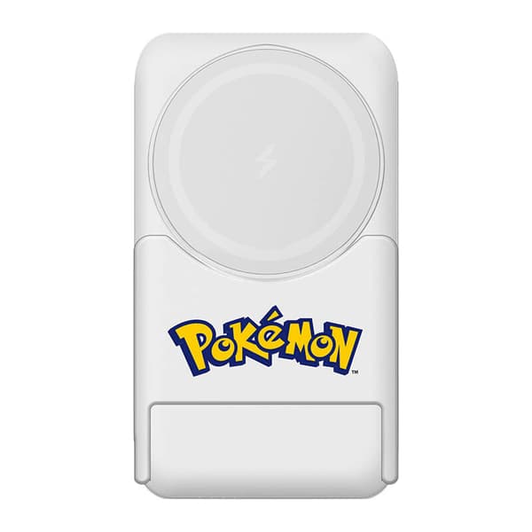 Magnetisk powerbank OTL 5000 mAh, USB-C 15W, Pokemon Pokeball med stativ (rød-hvit)