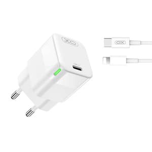 Vægoplader XO CE06, 30W, USB-C, med kabel Lightning